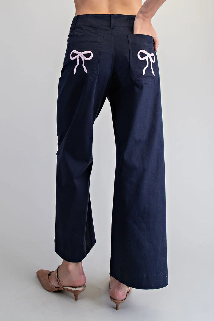 Navy Bow Pants