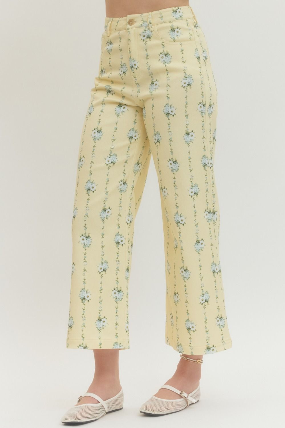 Lemon Floral Wide Leg