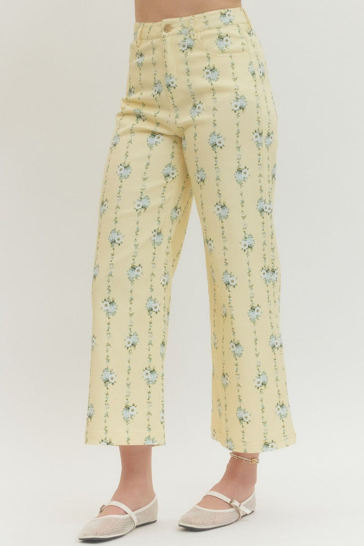 Lemon Floral Wide Leg