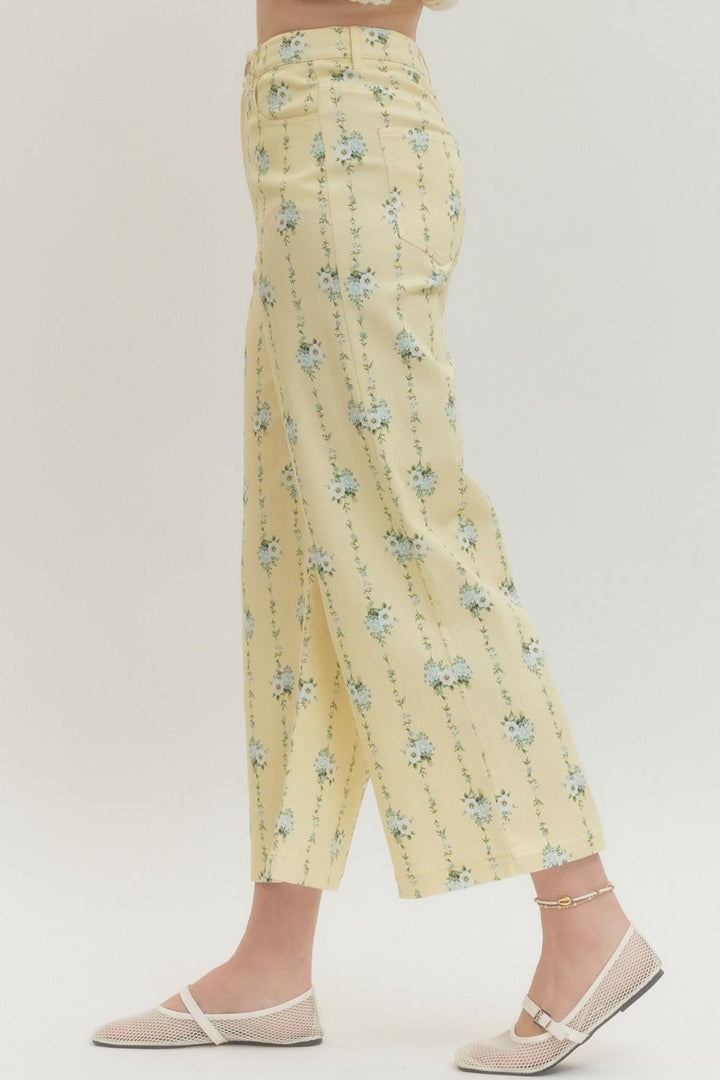Lemon Floral Wide Leg