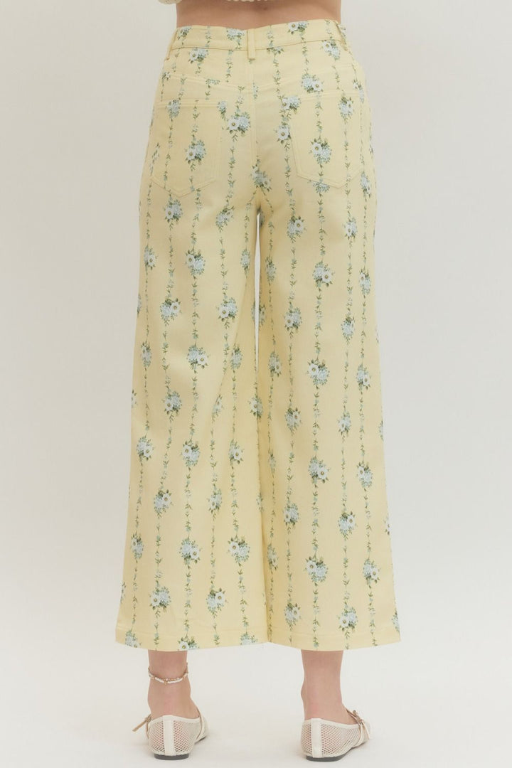 Lemon Floral Wide Leg