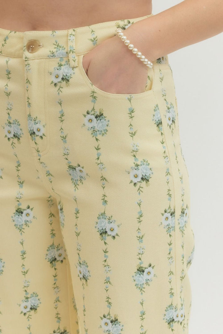 Lemon Floral Wide Leg