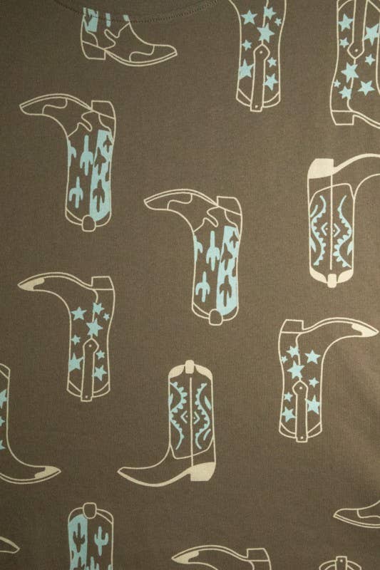 Olive Cowboy Boot Graphic Tee