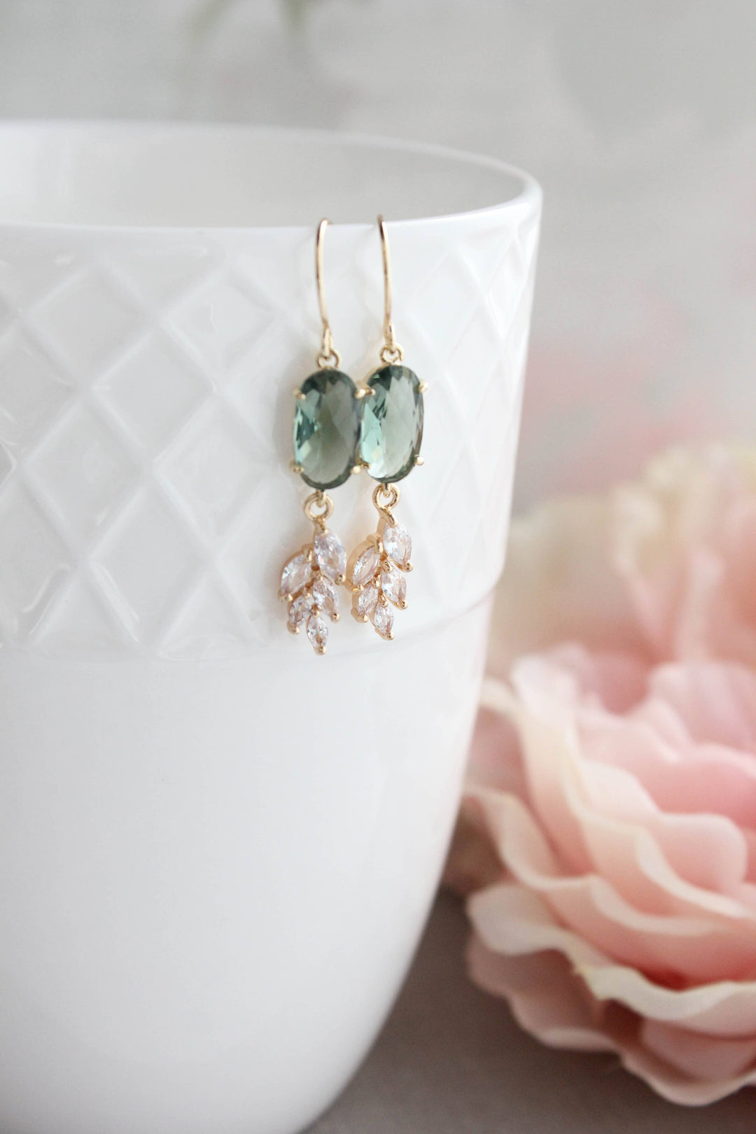Leaf Crystal Earrings