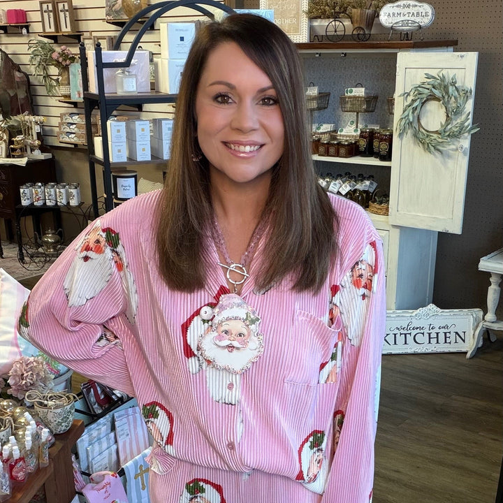 Santa Baby Pink Plissé Pajama Set