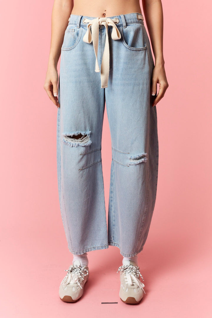 Tie Belt Barrel Pants