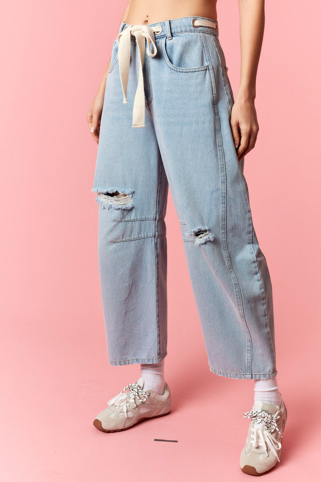Tie Belt Barrel Pants