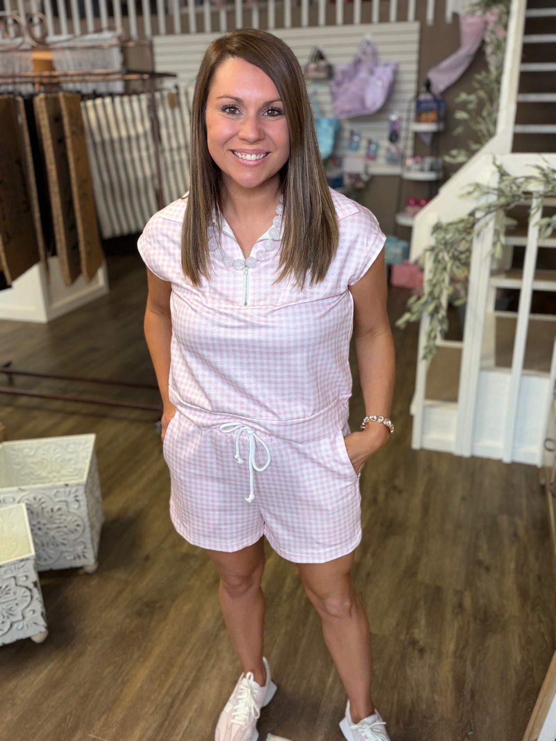 Gingham Shorts Lounge Set