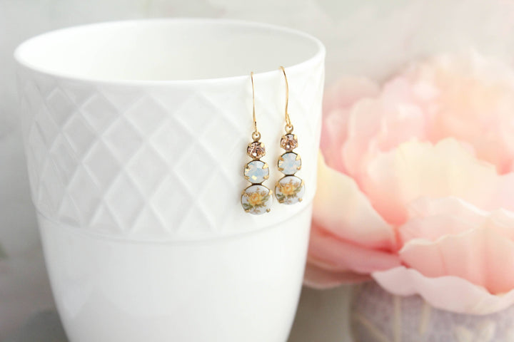 Vintage Yellow Rose Earrings