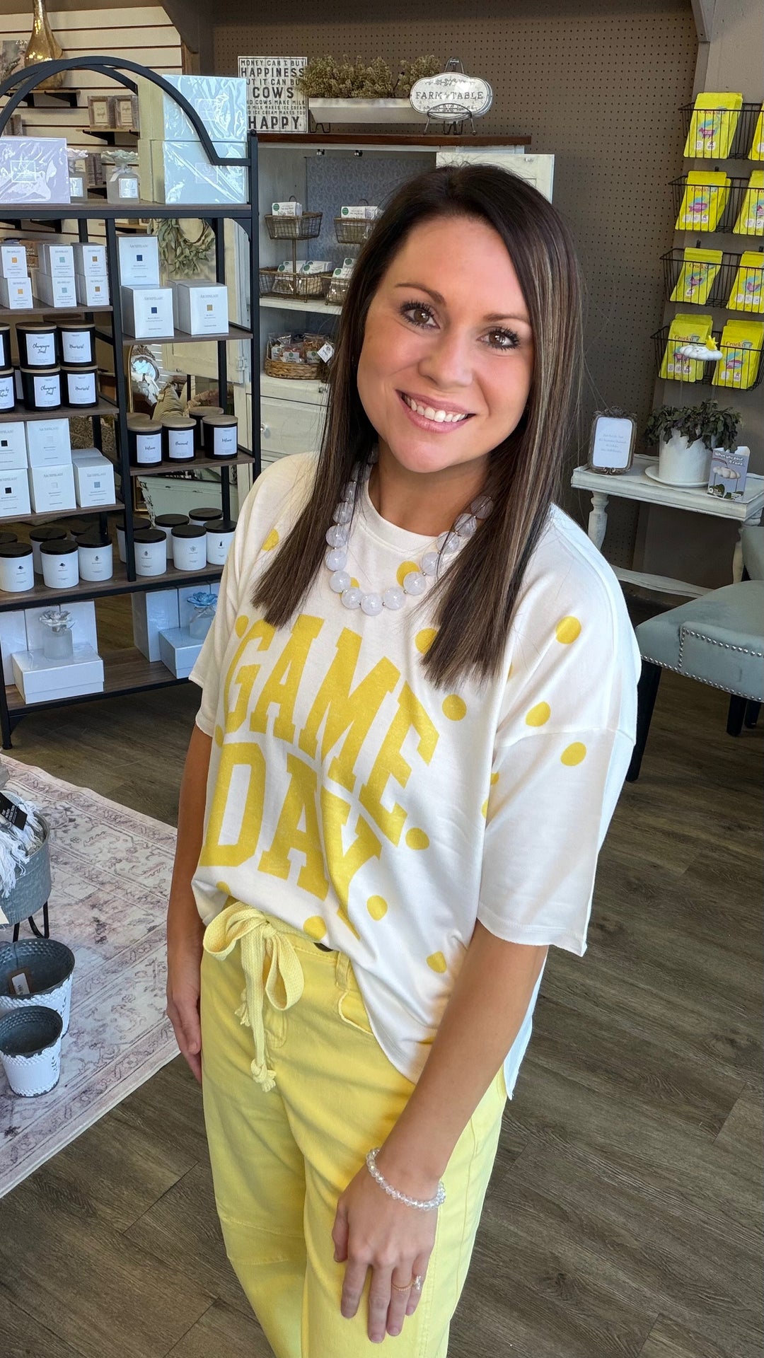 Gold Gameday Polka Dot Top