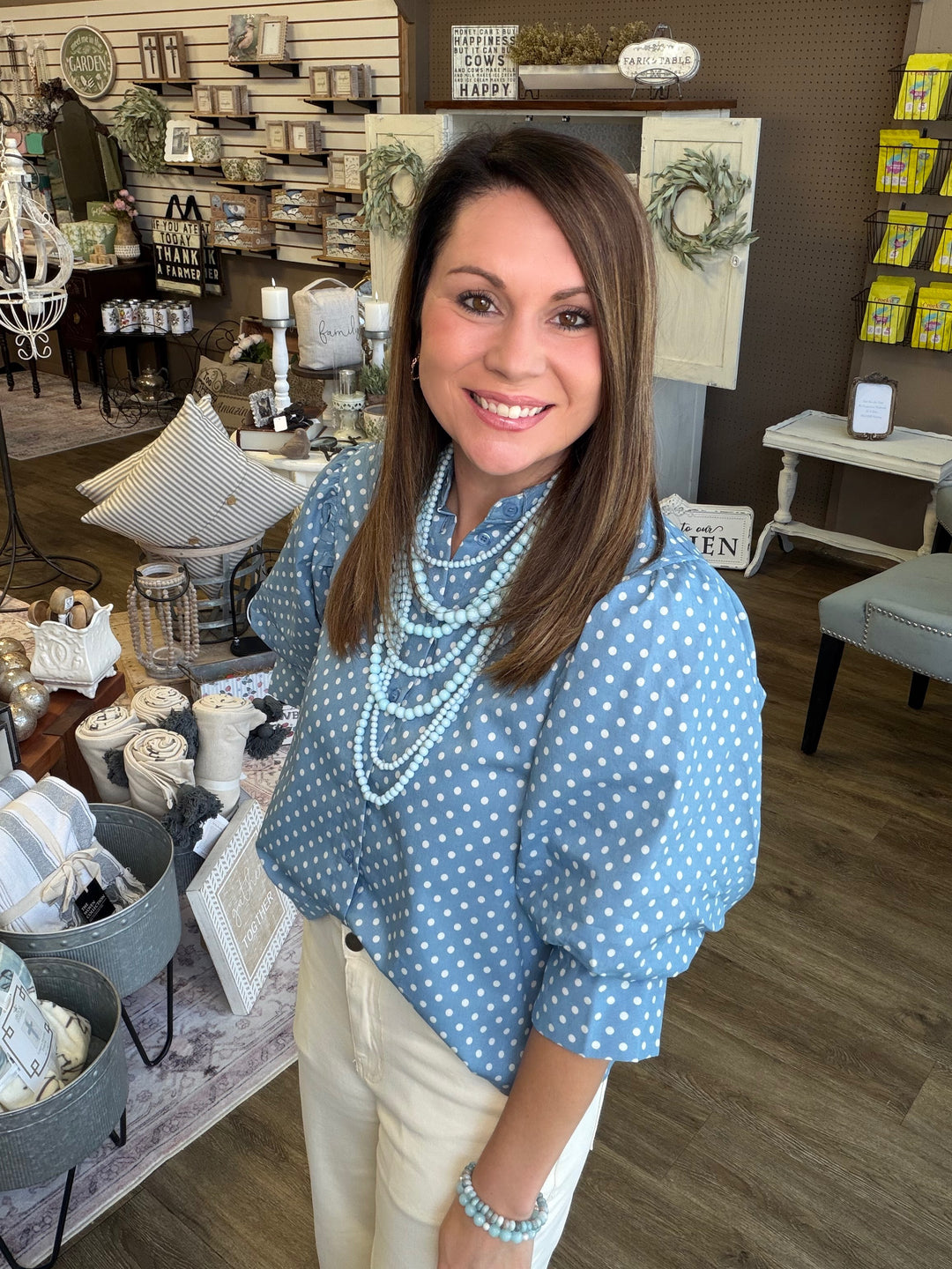 Darling Dot Puff Sleeve Top