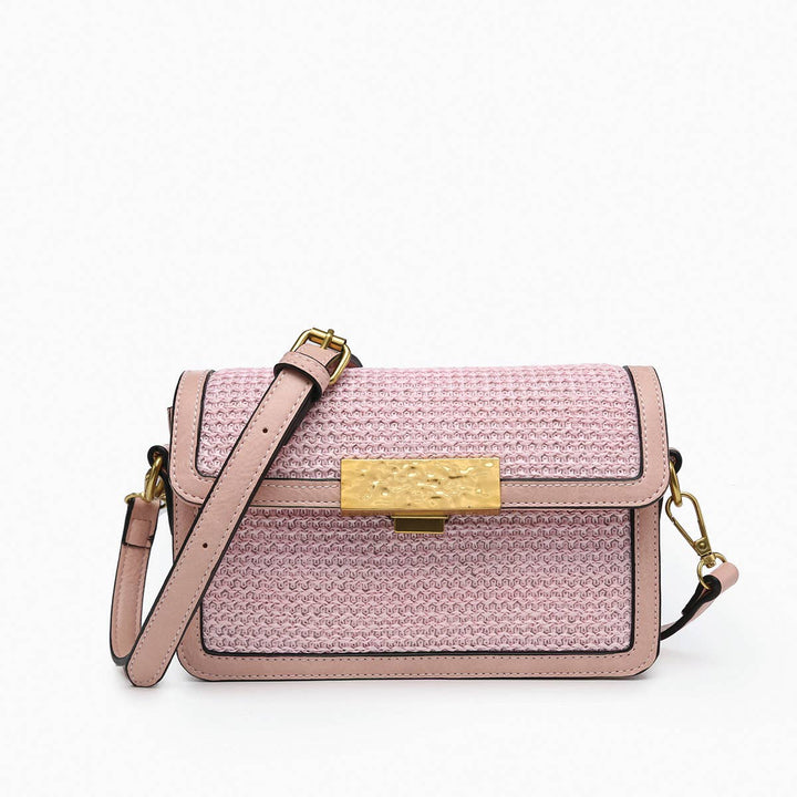 Pink Straw Crossbody