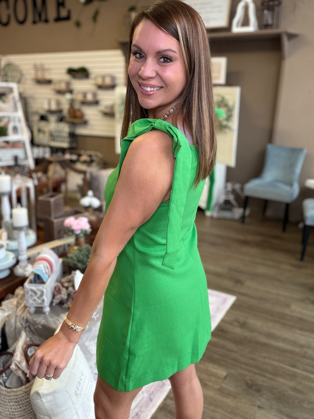 Emerald Grace Bow Dress
