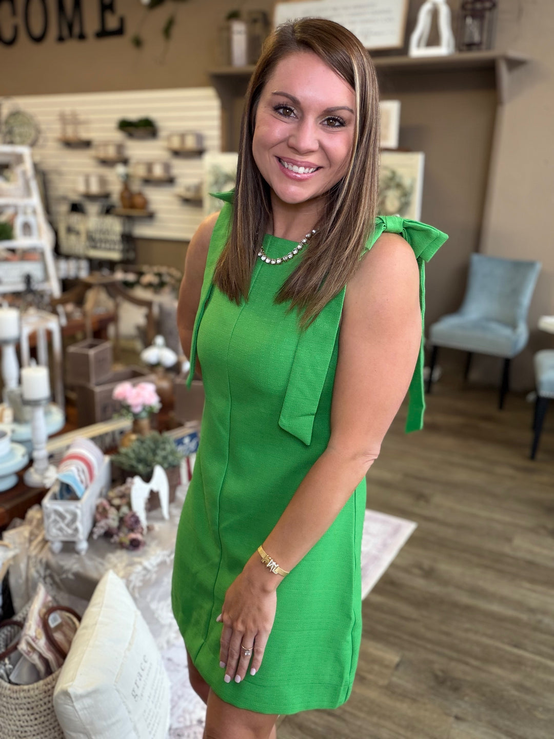 Emerald Grace Bow Dress