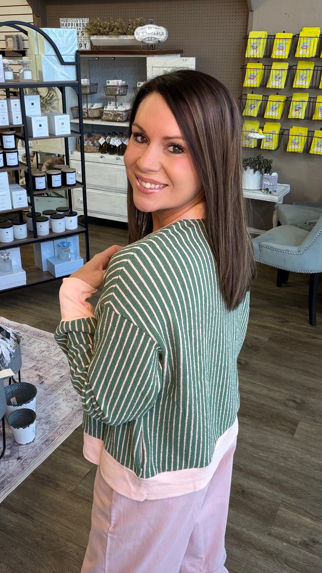 Striped Patchwork Snap Button Cardigan