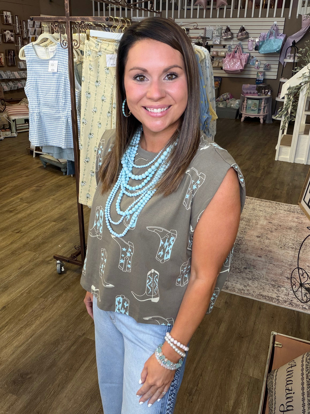 Olive Cowboy Boot Graphic Tee