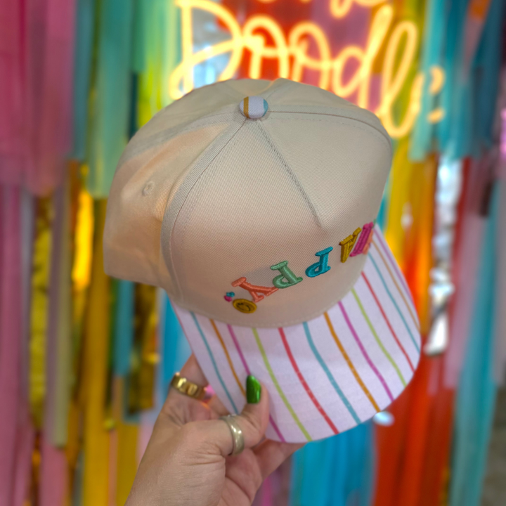 Bright Happy Embroidered Hat