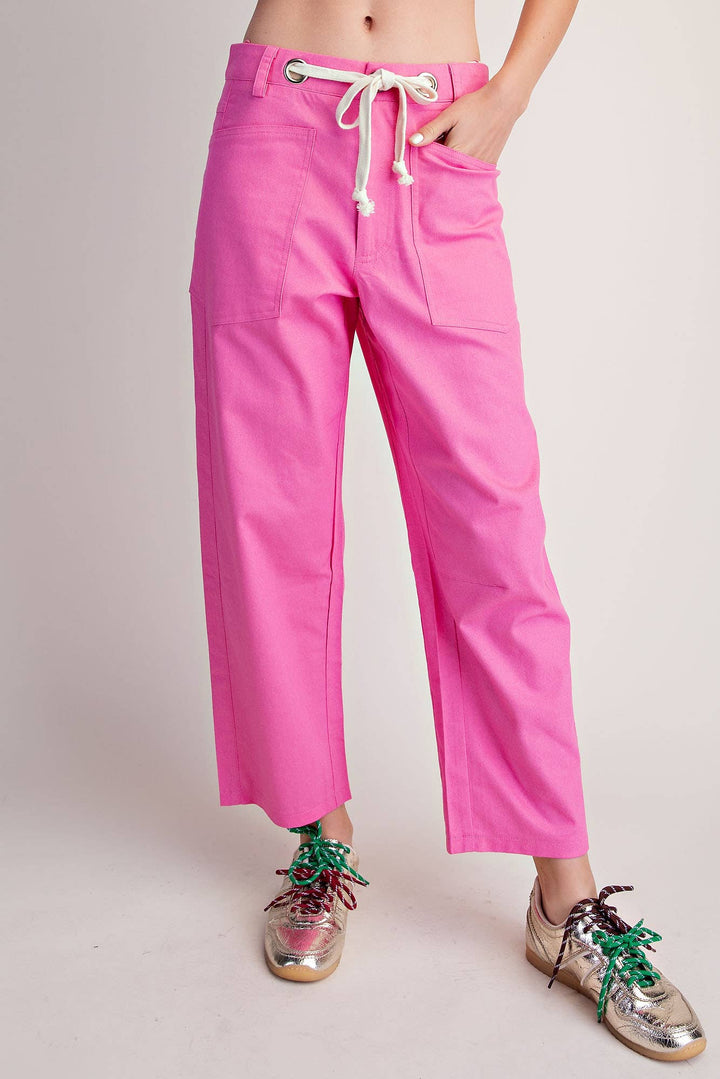 Pink Eyelet Drawstring Pants