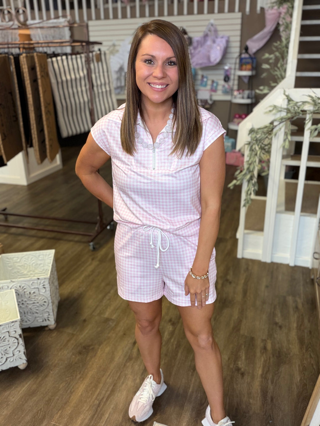 Gingham Shorts Lounge Set