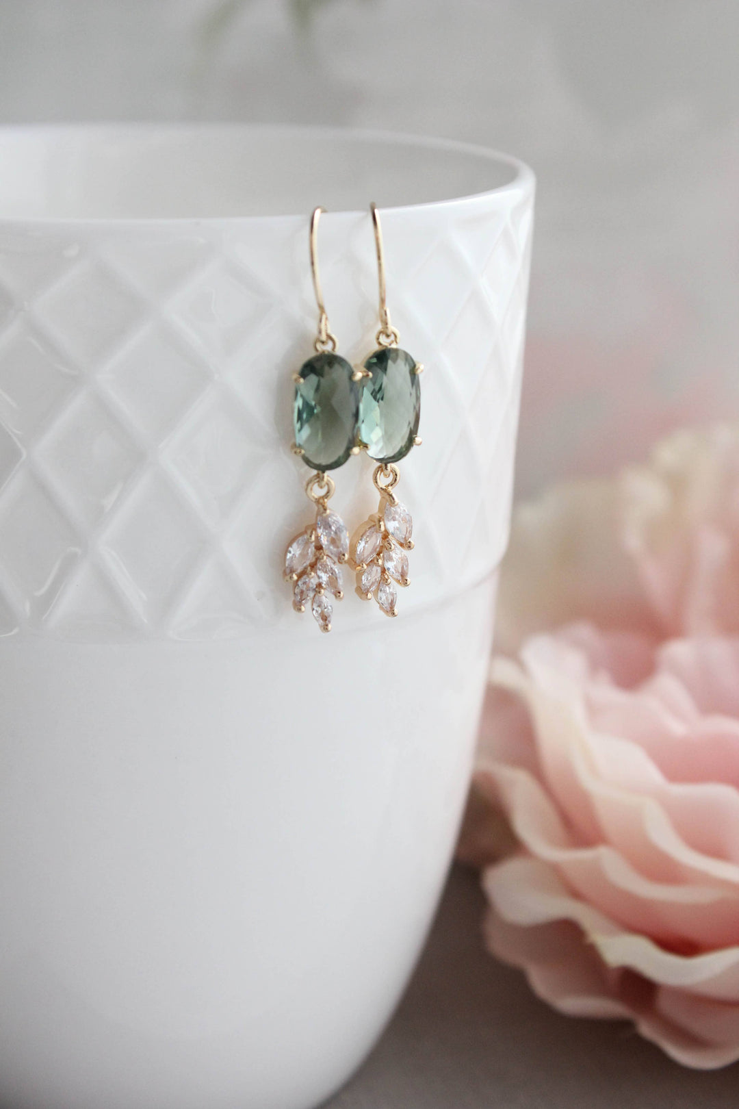 Leaf Crystal Earrings