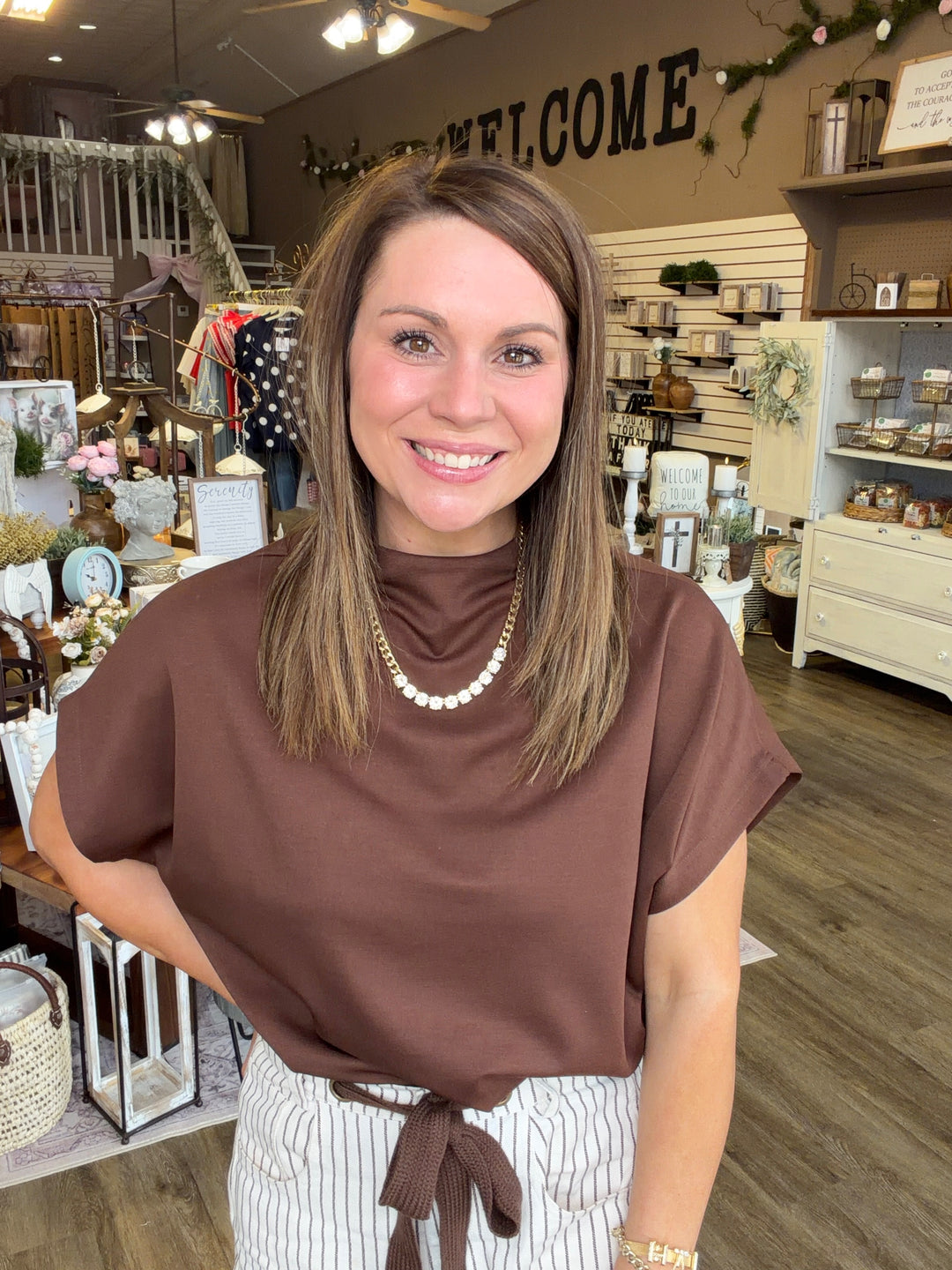 Restock Toffee Mock Neck