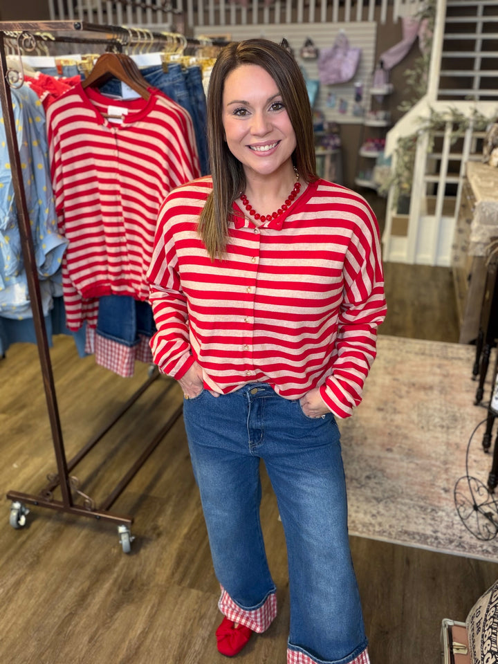Gingham Cuffed Jeans