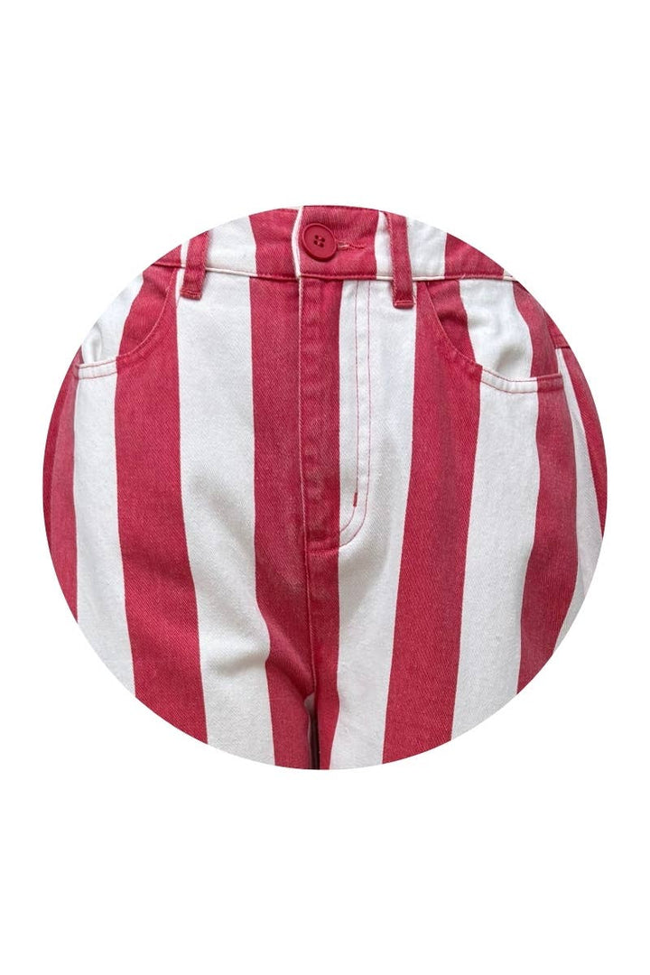 Candy Stripe Wide-Leg Barrel Pants