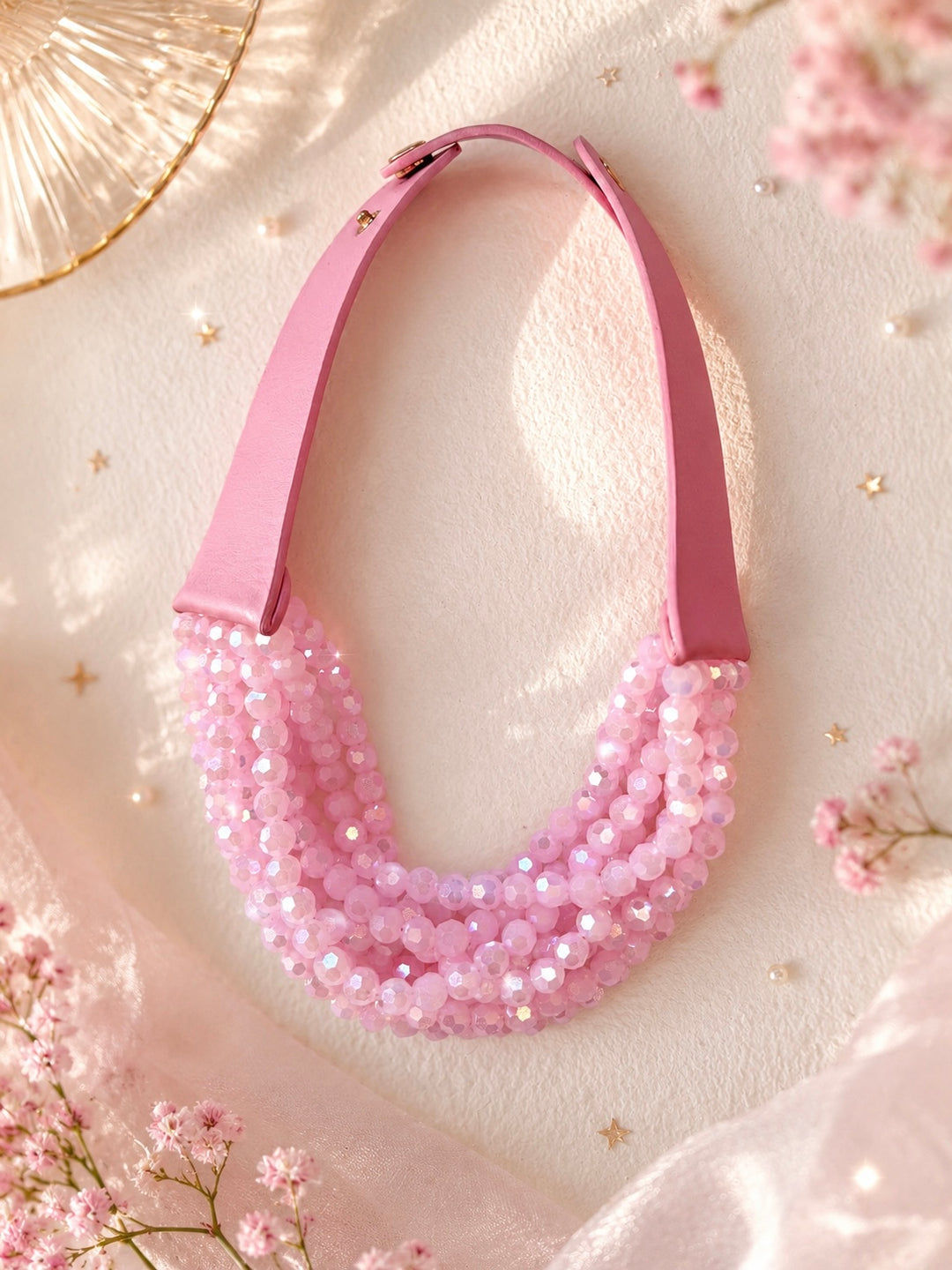 Light Pink Multi Layered Beaded