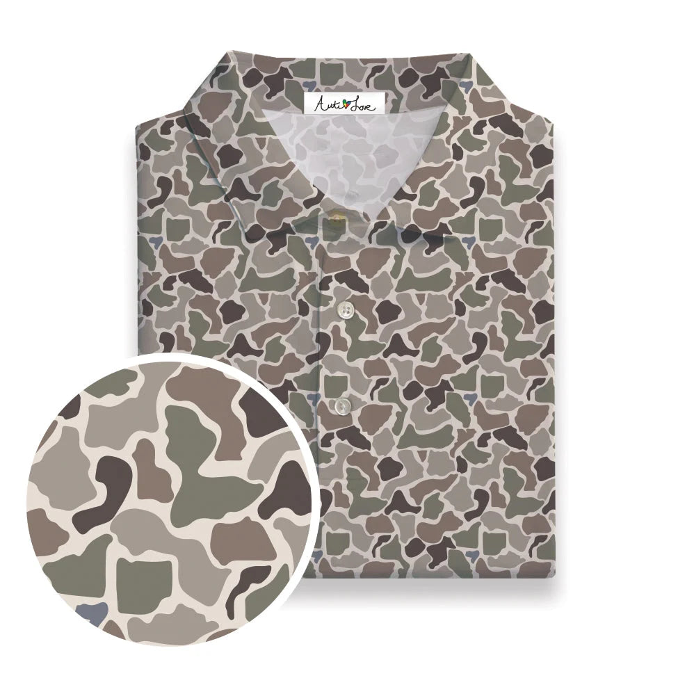Old School Camo Performance Polo- Adult
