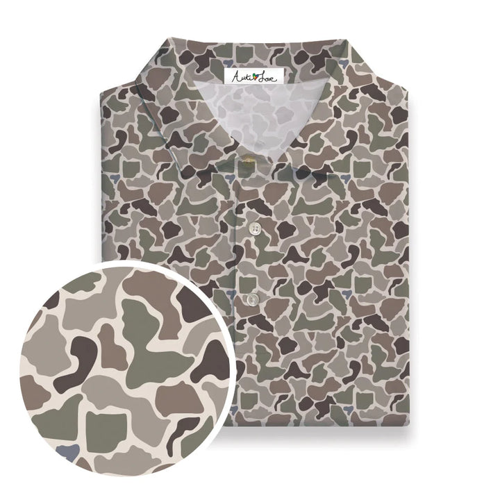 Old School Camo Performance Polo- Adult