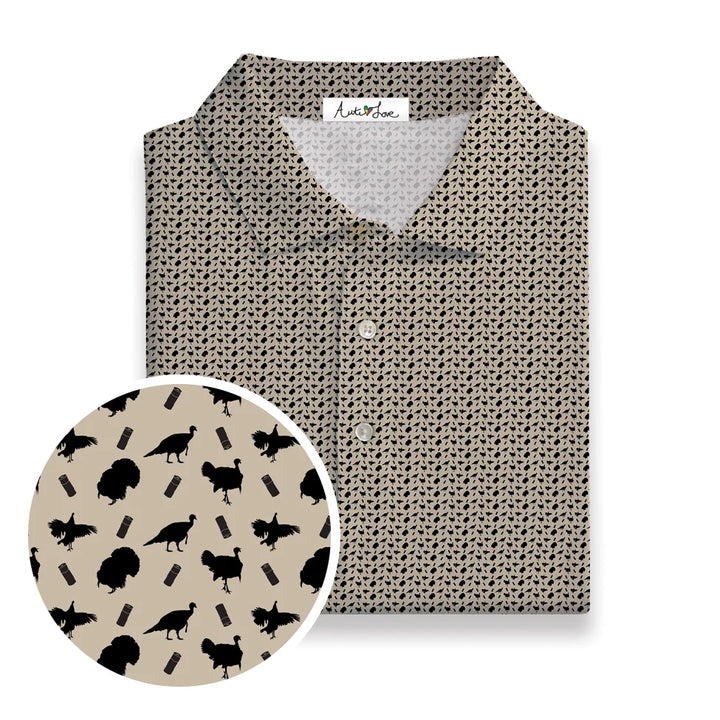 Tan Turkeys and Shells Performance Polo- Adult