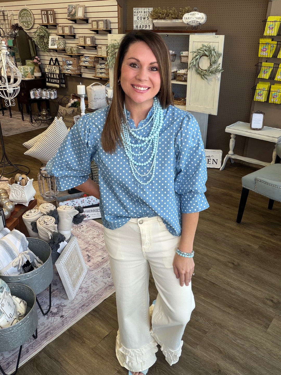 Ivory Ruffle Hem Pants
