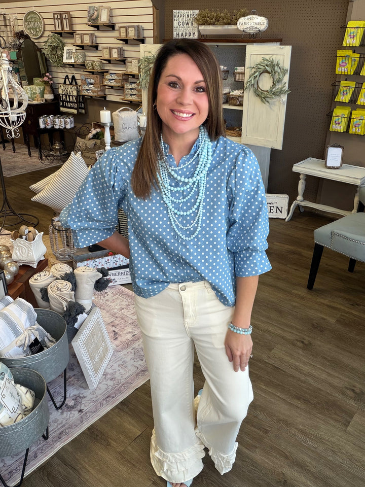 Ivory Ruffle Hem Pants
