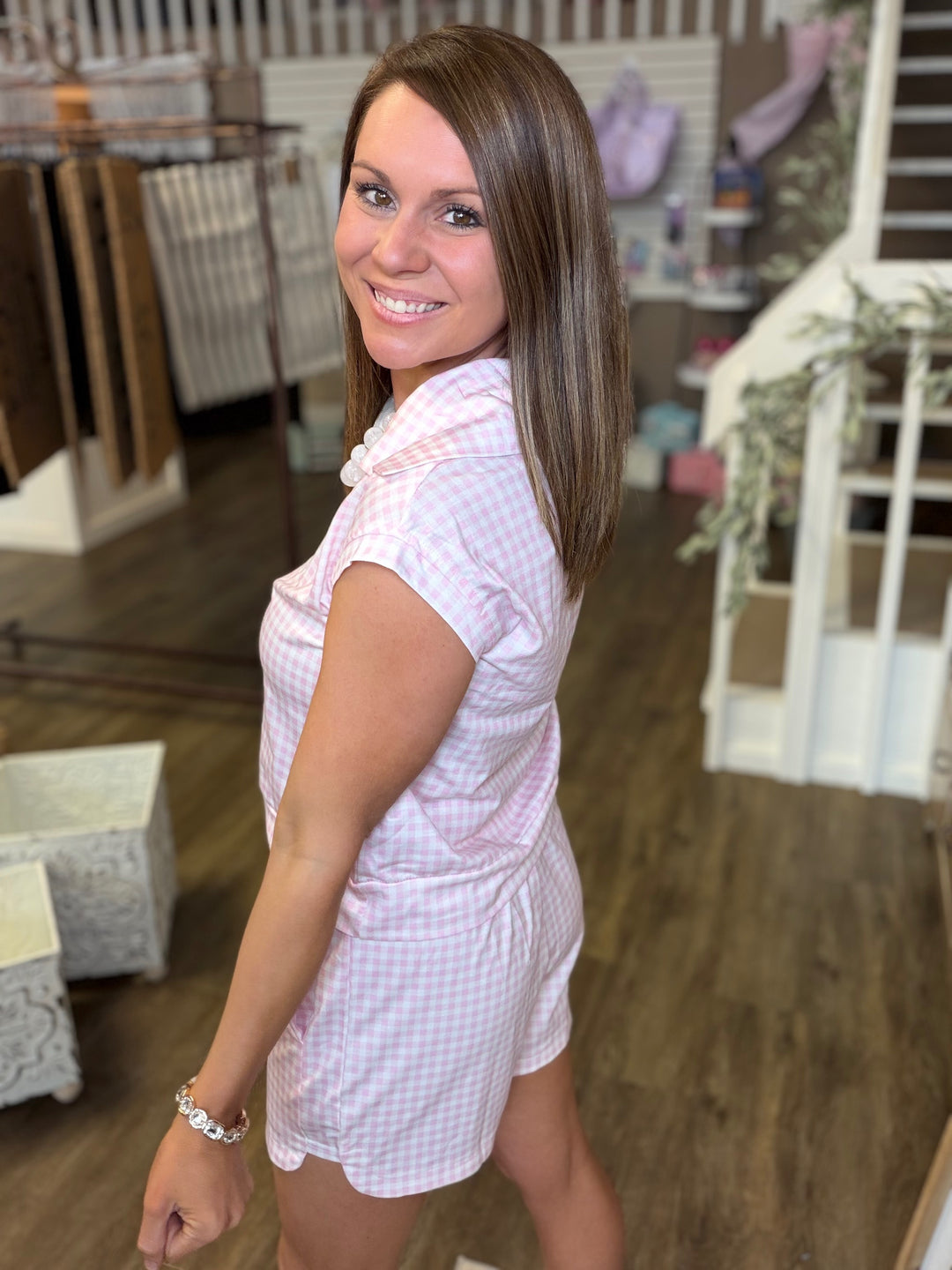 Gingham Shorts Lounge Set