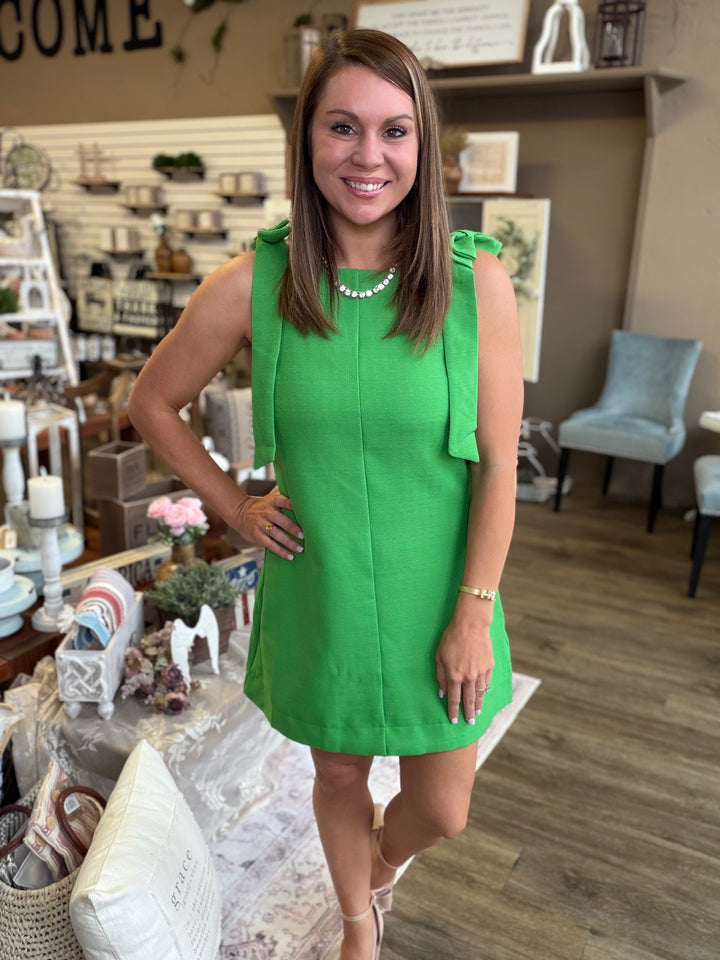 Emerald Grace Bow Dress