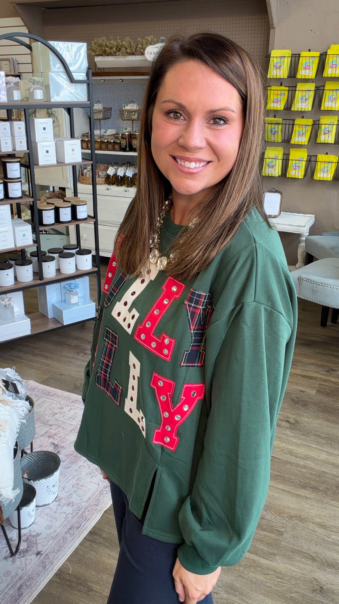 Holly Jolly Christmas Patchwork Sweatshirt