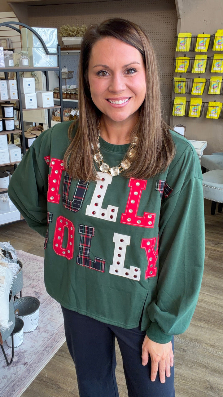 Holly Jolly Christmas Patchwork Sweatshirt