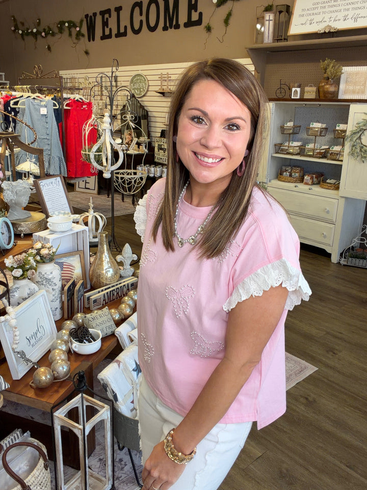 Sweet Pearl Bow Top