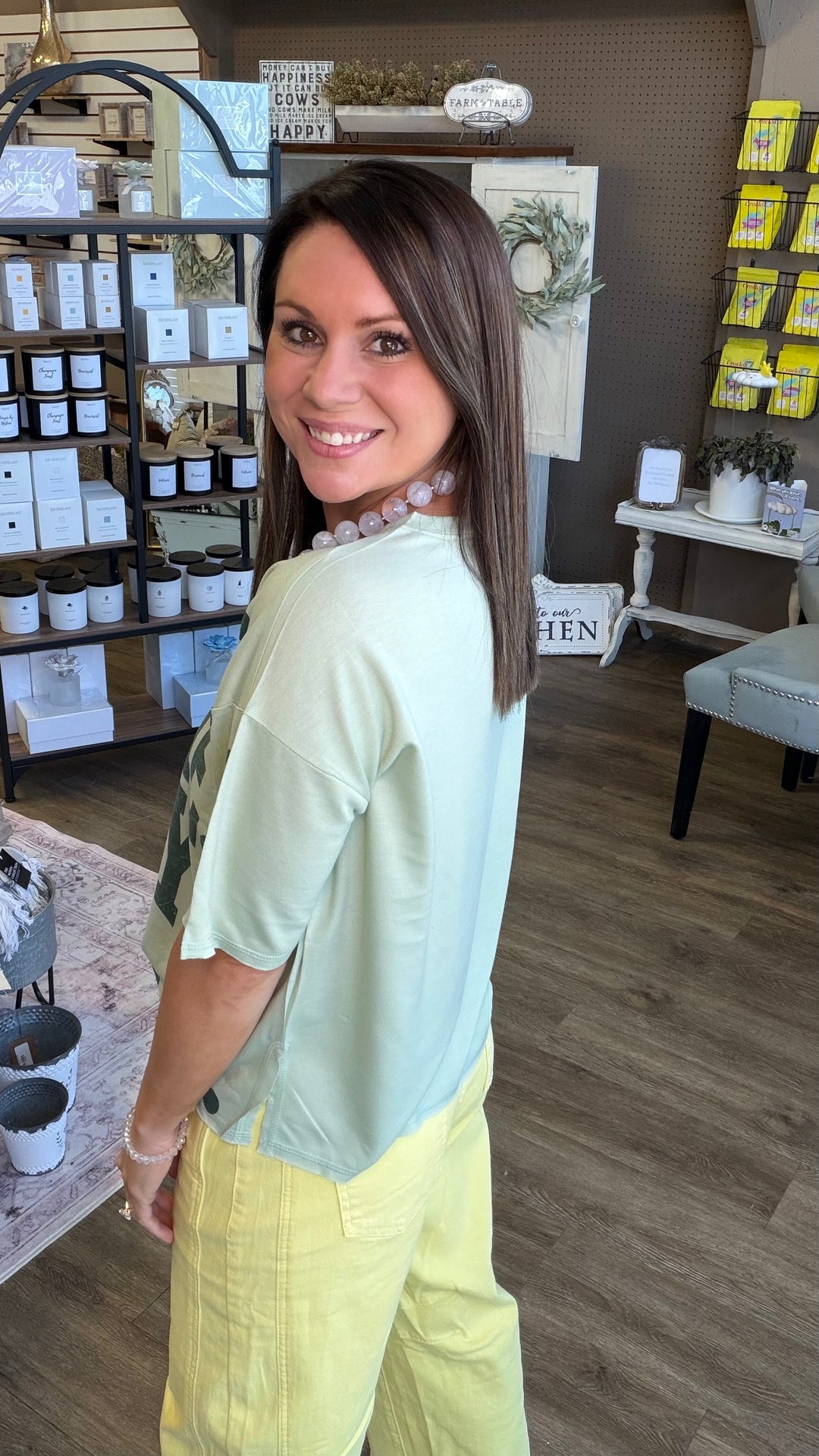 Green Gameday Polka Dot Top