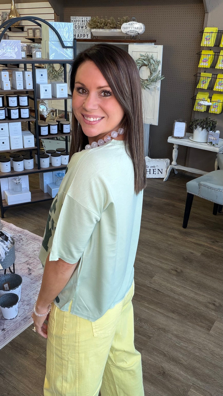 Green Gameday Polka Dot Top