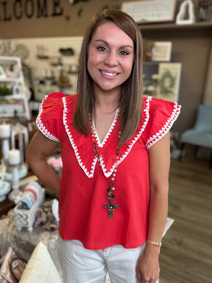 Contrast Ruffled Top