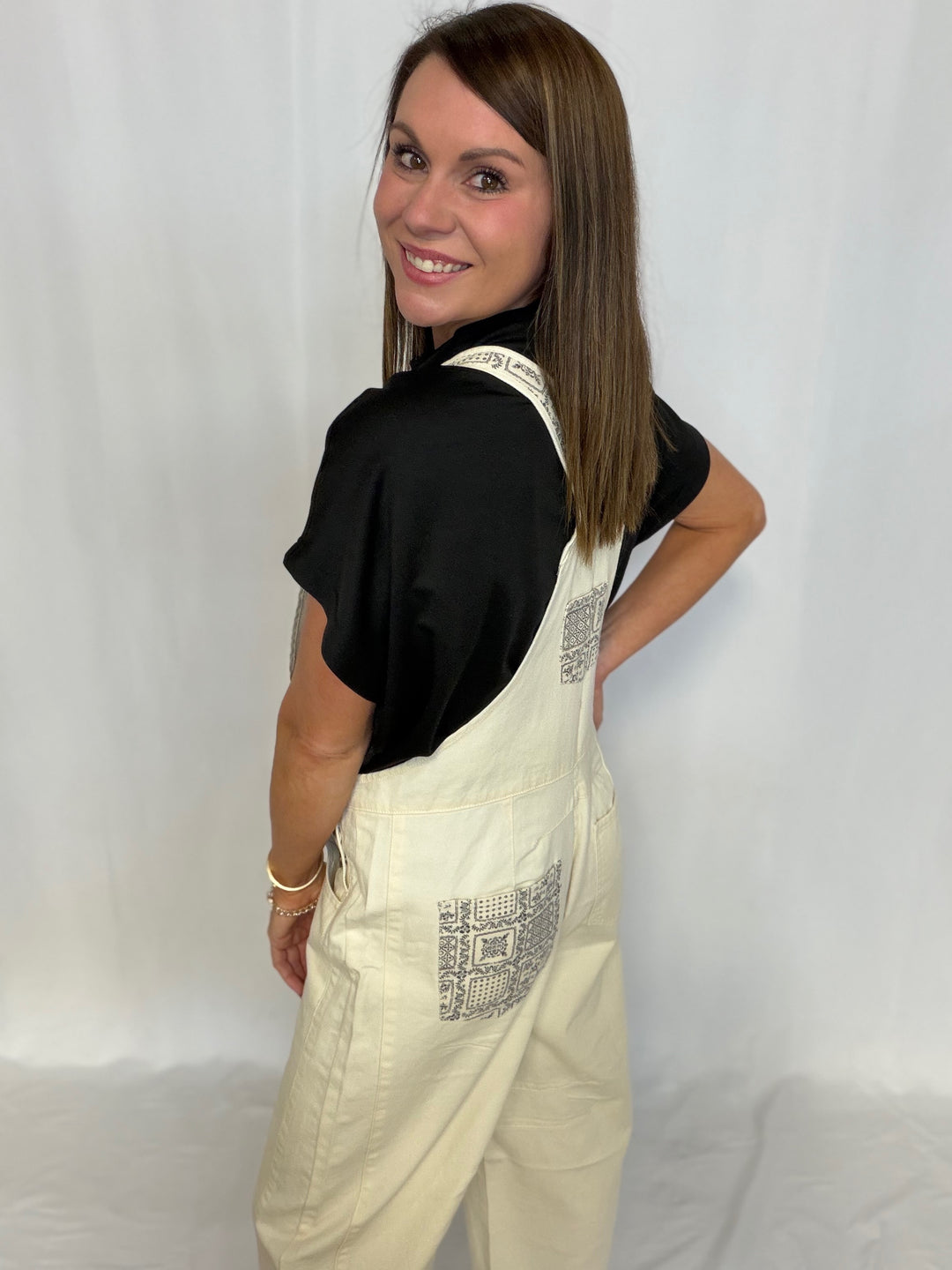 Patchwork Barrel Overalls