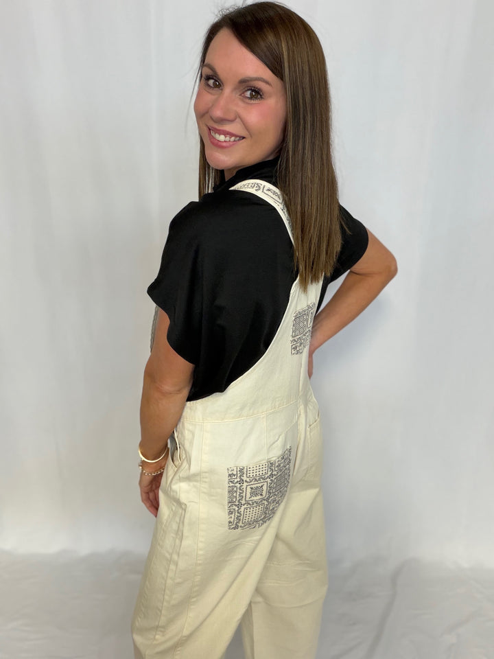Patchwork Barrel Overalls