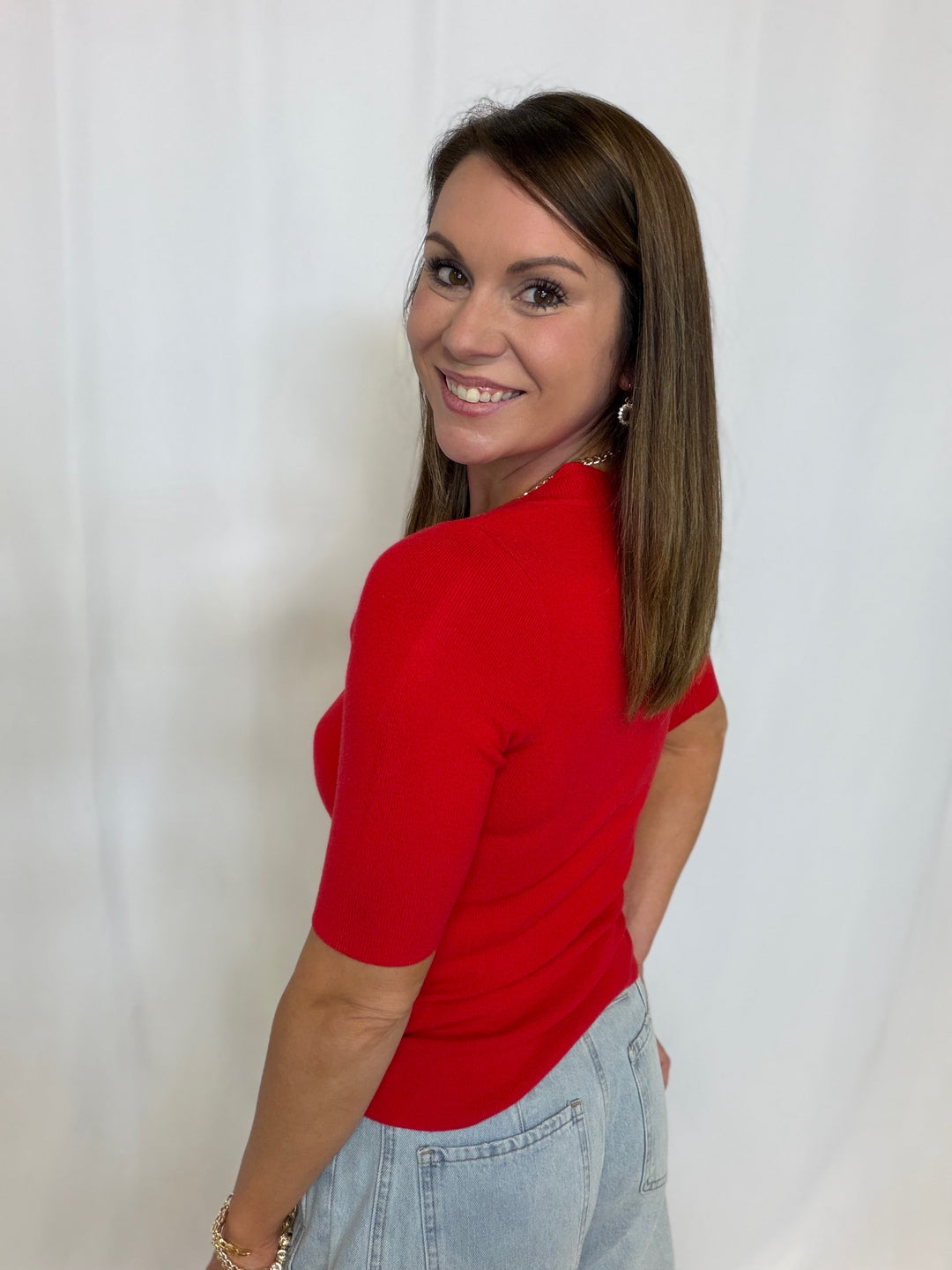 Red Sweetheart Scallop Top