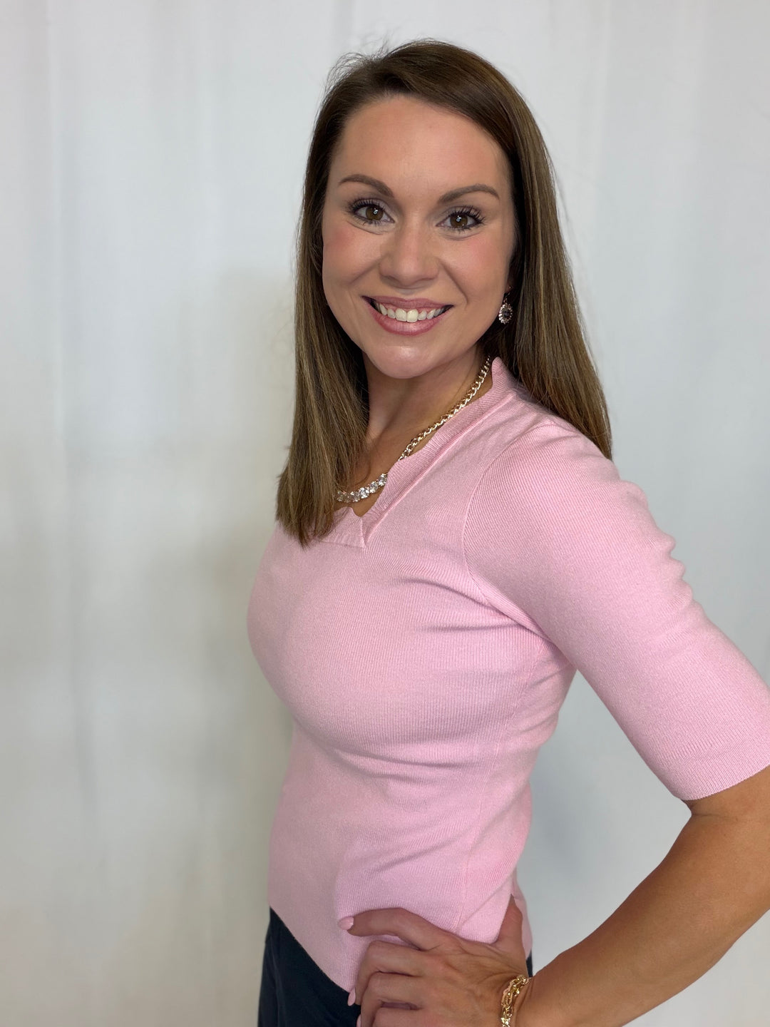 Pink Sweetheart Scallop Top