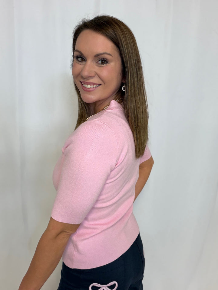 Pink Sweetheart Scallop Top