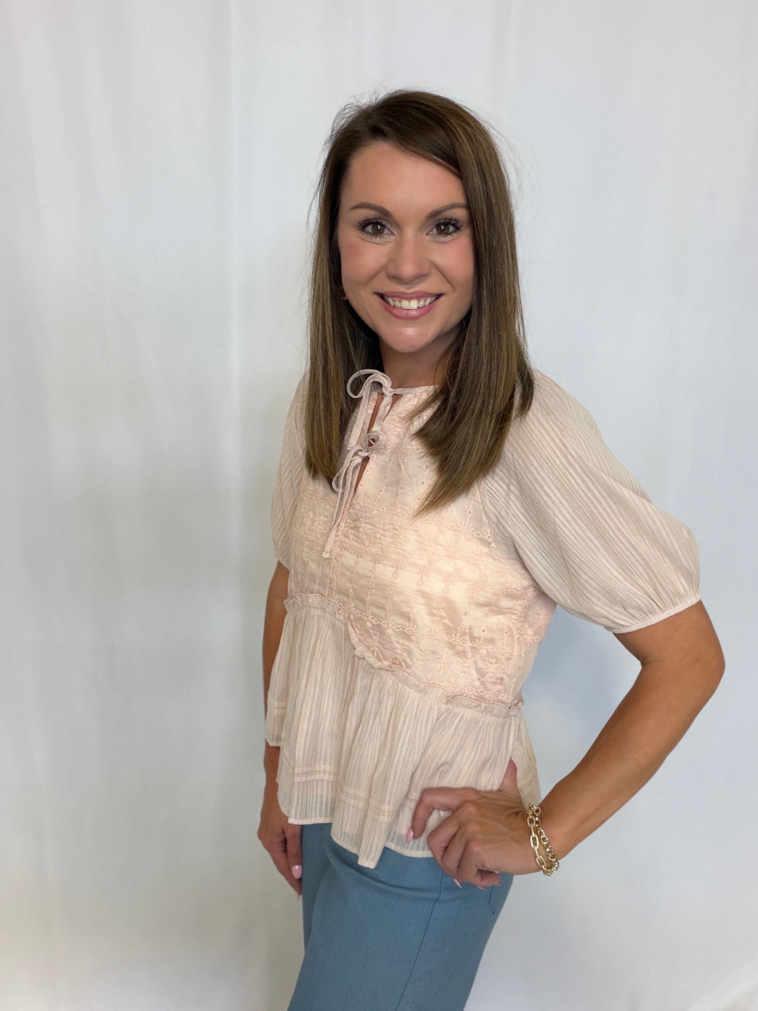 Embroidered Petal Top
