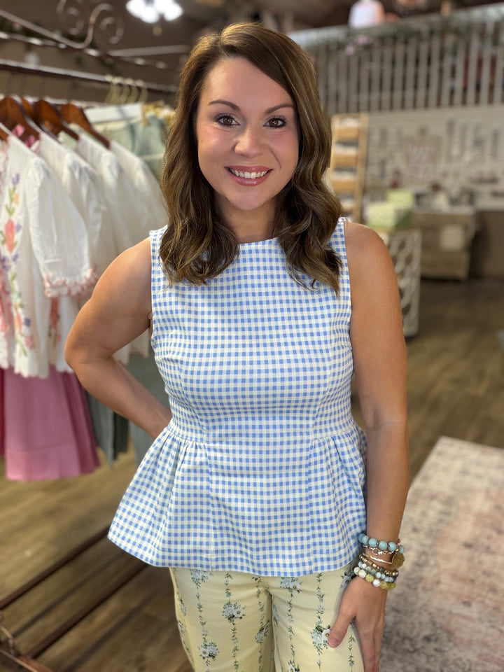 Sky Gingham Top