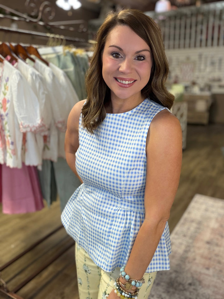 Sky Gingham Top