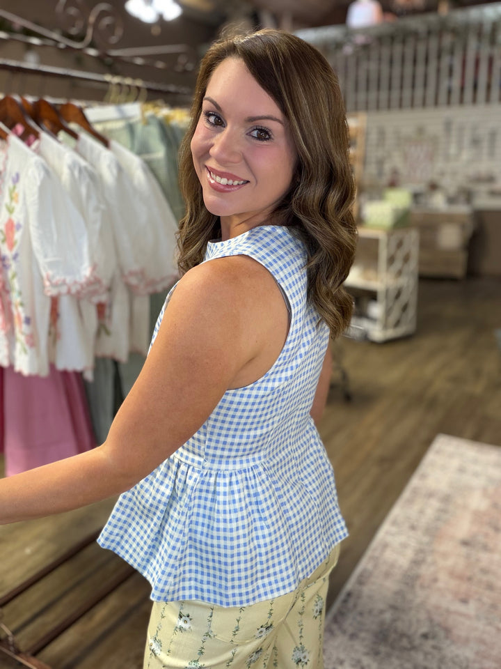 Sky Gingham Top